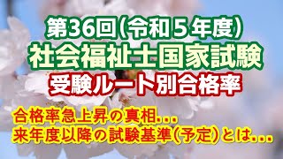 【社会福祉士】第36回（令和5年度）国家試験 受験ルート別合格率 [upl. by Idahs]