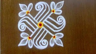 4 attractive mini rangoli design for beginners 3×3 dots small muggulu Thiru Aarooran kolangal [upl. by Batory]