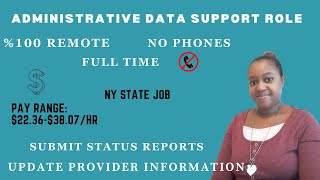 Administrative Data Support Role  NY State Job  No Phone  Starting Pay 2236HR  Apply Today [upl. by Enaillil924]