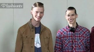 Male Models Backstage at KRISVANASSCHE SpringSummer 2014  Paris Mens Fashion Week  FashionTV [upl. by Romina]