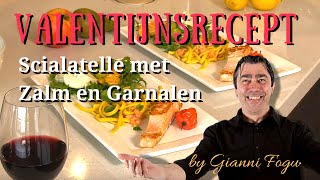 Valentijnsdag recept Scialatelle pasta met zalm en garnalen [upl. by Asillim595]