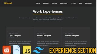 Portfolio Website Using HTML CSS Tailwind amp Javascript  Experience Section Part6 codewithsirohiya [upl. by Ezra]