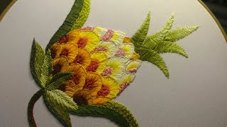 Dive Into Pineapple Embroidery Mastery  Pineapple Embroidery Easy stitches  CREWEL WORK [upl. by Adna]