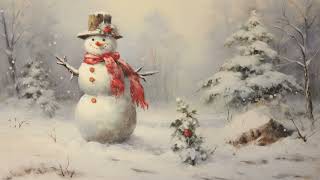 Frame TV Art Screensaver  Snowman Christmas Vintage Painting [upl. by Lein]