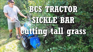 4K CUTTING TALL GRASS  BCS TRACTOR PROFESSIONAL 732gx11 AND SICKLE BAR MOWER  LANDSCAPING 2 [upl. by Ecirrehs]