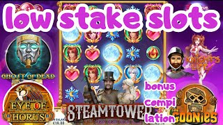 WISHMASTER MWSTEAMTOWERDOABONUS COMPILATION ON LOW STAKE SLOTS slots [upl. by Yme]