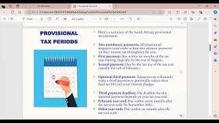 Provisional tax summary  TAX3761 Webinar coming up [upl. by Oruam330]