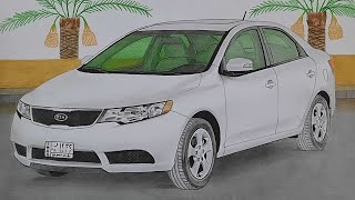 رسم سيارة كيا سيراتو kia Cerato Car Drawing 2012 [upl. by Pepito232]