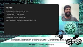 DEF CON 30 Car Hacking Village  Mohammed Shine  Remote Exploitation of Honda Cars [upl. by Llerrehc]