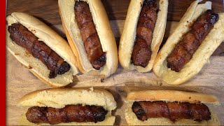 Air Fryer Bacon Wrapped Hot Dogs with BBQ Sauce [upl. by Virginie]