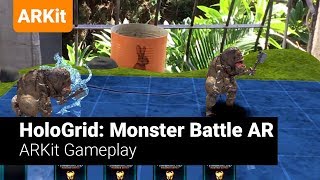 HoloGrid Monster Battle AR Gameplay ARKit [upl. by Clay]