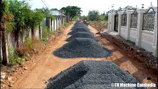 Wonderful Building Foundation Village Road Construction By Motor Grader Pushing And Grading Gravel [upl. by Annahoj]