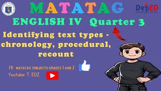 English 4 Matatag Quarter3 Week 3 Identifying text types  chronology procedural recount [upl. by Nollek511]