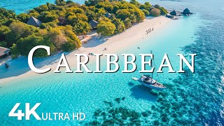 FLYING OVER CARIBBEAN 4K UHD  Soothing Music Along With Beautiful Nature Video  4K Video UltraHD [upl. by Latsryc]