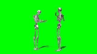 Skeletons in conversation on green screen  free green screen  free use [upl. by Harias986]