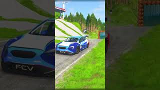 Double Flatbed Trailer Truck vs speedbumps Busses vs speedbumps Beamng drive 221 [upl. by Enoryt]