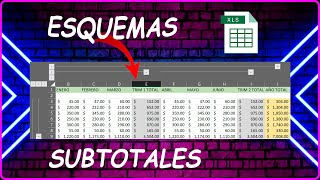 COMO HACER ESQUEMAS MANEJO DE ESQUEMAS Y SUBTOTALES EN EXCEL 42 [upl. by Tyra]