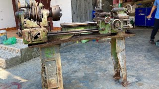 Full restoration of antique American JUNIO lathe  Restore and repair old JUNIOR lathe [upl. by Abrams]