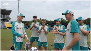 Marnus hands state mate Kuhnemann his ODI cap  Sri Lanka v Australia 2022 [upl. by Akinirt]