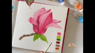 Relaxing Magnolia Painting  Paint with me [upl. by Ahsieit]