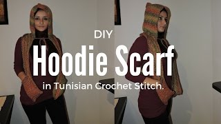 DIY Scarf Hoodie in Tunisian stitch [upl. by Ydasahc]