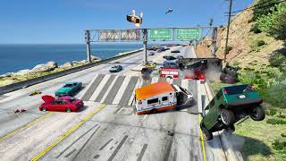 NPCs Stunt Jump Over Road Sign Board In GTAV [upl. by Anhcar570]