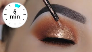 EASY 5 MINUTE Bronze Eye Makeup Tutorial [upl. by Kramal661]