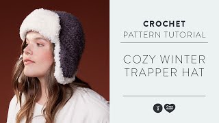 How to Crochet a Trapper Hat Using Red Heart Hygge  Easy Crochet Pattern [upl. by Mylor]