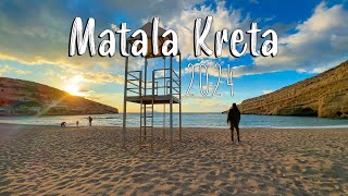 Matala Crete walking tour 4k vlog drone Greece 2024 [upl. by Arita]