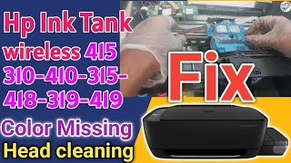 Fixing Color Missing on Hp Ink Tank wireless 415310410315418319419 remove air in ink pipes [upl. by Adnovay781]