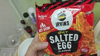 Salted Egg Spicy Noodle Mukbang [upl. by Waxman]