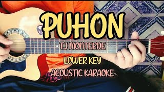 Puhon by TJ Monterde  Lower key acoustic karaoke version with lyrics ♪ [upl. by Llerrod]