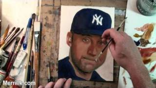 Portrait of Derek Jeter How to Fix Painting Mistakes [upl. by Bobbe]