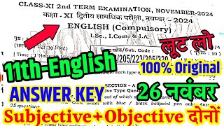 26 November English 11th 2nd Terminal Exam 2024 Answer Key Class 11th English November Monthly Exam [upl. by Otilia]