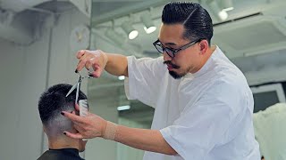 💈ASMR Best Sounding Scissors Fade Haircut by Japanese Barber with 20 Year Experience  No Talking [upl. by Nylaret739]