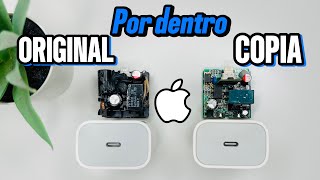 Cargador de iPhone ORIGINAL VS COPIA Por dentro [upl. by Colston48]