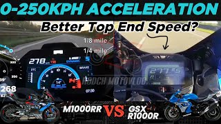 BMW M1000R 🆚️ Suzuki GSX R1000R  0250kph Acceleration  GPS Top Speed Attempt 🔥 [upl. by Denten]