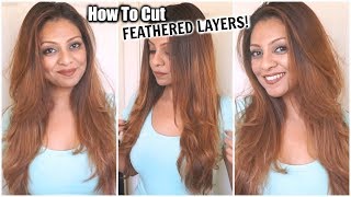 HOW TO CUT YOUR HAIR AT HOME IN FEATHERED LAYERS│DIY LAYERS HAIRCUT│HOW TO SHORT LAYERS IN LONG HAIR [upl. by Einnim486]