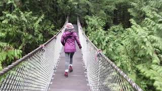 Lynn Canyon Suspension Bridge park North Vancouver BC British Colombia Feb 2024 earlier morning [upl. by Werdnaed931]