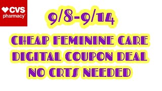 SEE PINNED COMMENT CVS CHEAP FEMININE CARE 98914 EASY COUPON DEALS NO CRTS NEEDED [upl. by Arad]