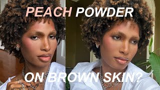 Peach Powder On Brown Skin  One Size Ultimate Blurring Setting Powder Review  Shaqori Morris [upl. by Arhat791]