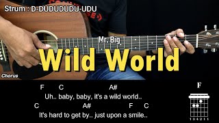 Wild World  Mr Big  EASY Guitar Tutorial with Chords  Guitar Lessons [upl. by Hillel]