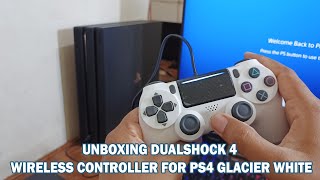 UNBOXING DUALSHOCK 4 WIRELESS CONTROLLER FOR PS4 GLACIER WHITE [upl. by Evot]