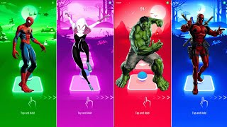 SPIDERMAN 🆚 SPIDER VERSE 🆚 HULK 🆚 DEADPOOL 🆚 AVENGERS 🆚 MARVEL HEROES  TILES HOP MEGAMIX [upl. by Cusick]