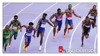 Photos US disqualified from mens 4x100 relay at Paris Olympics [upl. by Eibo]