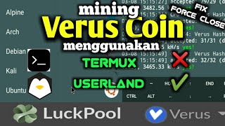 MINING di UserLand sebagai Aplikasi penghasil uang lewat mining coin di HP ANDROID tanpa TERMUX [upl. by Esmeralda]