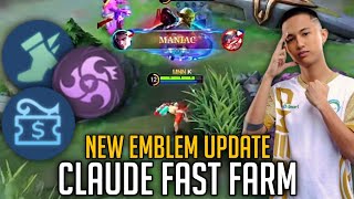 CLAUDE FAST FARM NEW EMBLEM  MOBILE LEGENDS EMLEM UPDATE [upl. by Natsud]