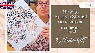 036 How to apply a STENCIL on a Canvas 🤩 A STEP by STEP turorial by marjoleinart [upl. by Nalorac]