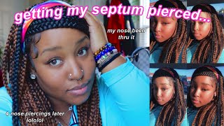 getting my septum pierced  full process  Anjayla Lopez [upl. by Bostow]