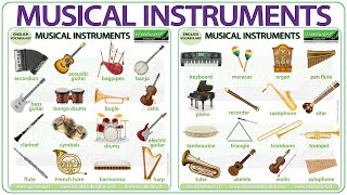 Musical Instruments Vocabulary  Names of musical instruments in English  Learn English Vocabulary [upl. by Rosana977]